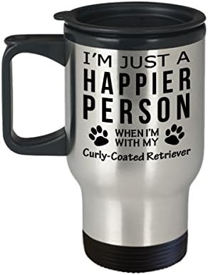 חובב כלבים טיול ספל קפה-אדם מאושר יותר עם מתנות הצלה בעלים מצופה מתולתל-מתנות הצלה בעלים