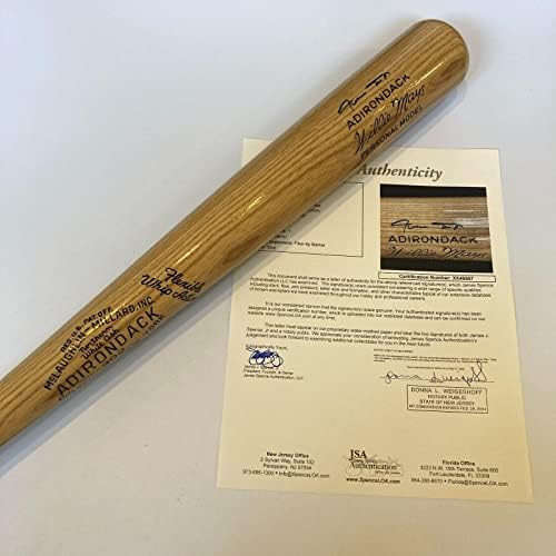 ווילי מייס חתום על עטלף בייסבול של דגם משחק Adirondack עם JSA COA - עטלפי MLB עם חתימה
