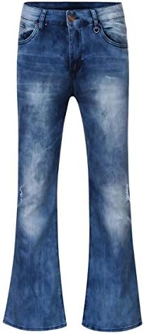 רטרו מתיחה של גברים ג'ינס תחתון ג'ינס קלאסי דיסקו מתרחב ג'ינס וינטג 'ג'ינס רגל רחבה