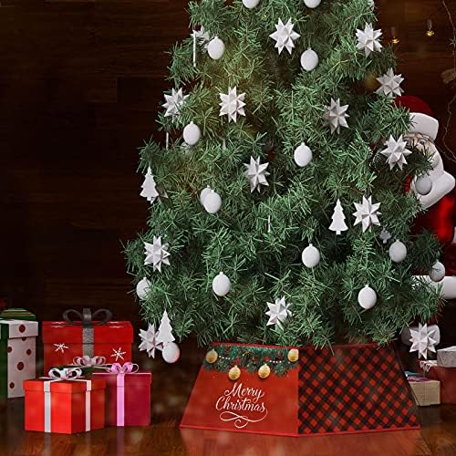 צווארון עץ חג המולד לעצים מלאכותיים, טבעת עץ משובצת באפלו 24 אינץ