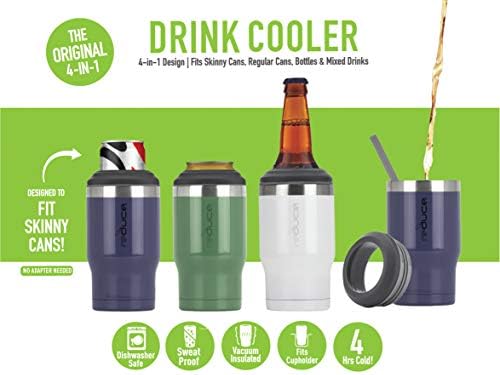 צמצם את Can Cooler - 4 -in -1 מפלדת אל חלד מחזיק פחית ובקבוקי בירה, 4 שעות קר - הקירור של המשקה עבור