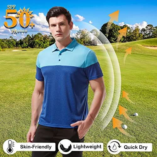 חולצות פולו של Jutonhdl לגברים חולצת פולו גולף חיצונית מהירה UPF 50+ הגנת שמש חולצה שרוול קצר