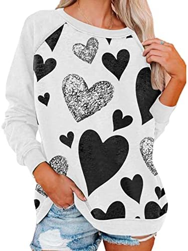 סווטשירטים של יום האהבה לנשים חולצה גרפית של ולנטיין, חולצות חג האהבה שמחה