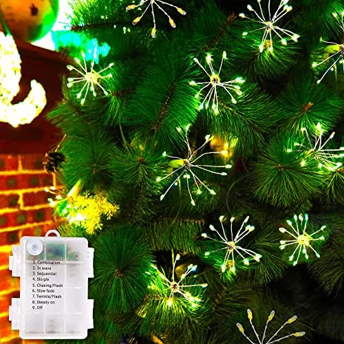 10 חתיכות המופעלות על סוללה אורות כוכבי חג המולד, 150 LED 8 פונקציות נצנוץ אורות זיקוקין לעצים קישוטים לחג