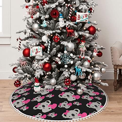 חצאית עץ חג המולד עם פום לקצץ אהבה-קואלה-דובת קישוטי בית חג המולד 30