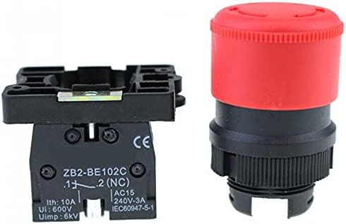 Scruby 22 ממ NC אדום עצירה חירום מתג לחיצה על כפתור+NC AC660V/10A XB2-BS542