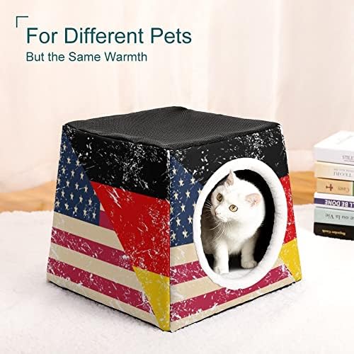 אמריקאי וגרמניה רטרו דגל חתול מיטות לחתולים מקורה חמוד לחיות מחמד בית מתקפל מסתור מיטת עבור חיצוני חתולי