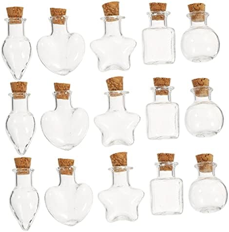 DIDISEAOEN 15 יחידות מיני בקבוק זכוכית בקבוקי זכוכית צלולים עם כובעים פקקי פקק בקבוק זכוכית בקבוק זעיר בקבוק