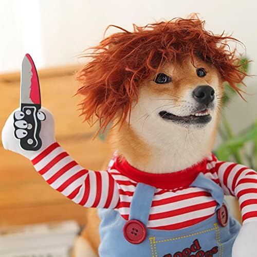 תחפושת לכלב בובה קטלנית לחיות מחמד, Chucky Dog Cosplay תחפושת מצחיקה