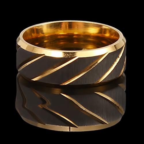 אודרול ליאנשיאו-טיטניום סטאל טבעת נירוסטה פשוט קשת פנימית כפול משופע אריג צלב חול טבעת, 8,8 ממ זהב