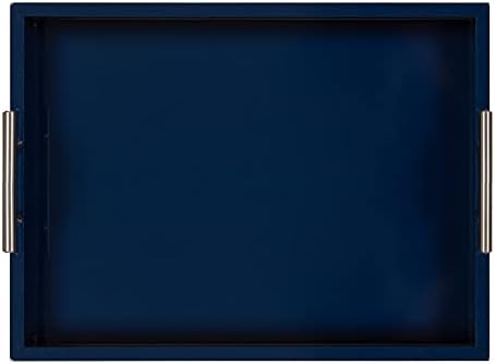 קייט ולורל ליפטון מגש מלבני מודרני, 16 על 12.25, כחול כהה וכסף, מגש מבטא דקורטיבי לאחסון ותצוגה