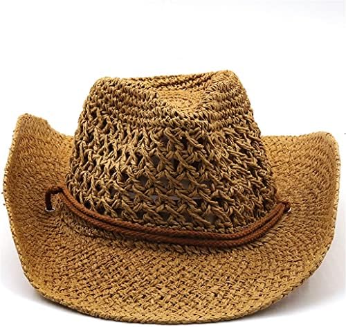 WYFDP כובע קאובוי מערבי גברים פנמה חיצונית חוף קיץ כובע נשים סומבררו רחב גברים גברים קש כובע שמש