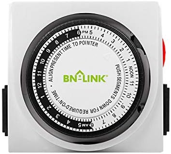 Bn-Link Heavy Duty מכני 24 שעות טיימר יציאה כפולה 3-שיניים מדויקים מקורה למנורות מאווררים אורות
