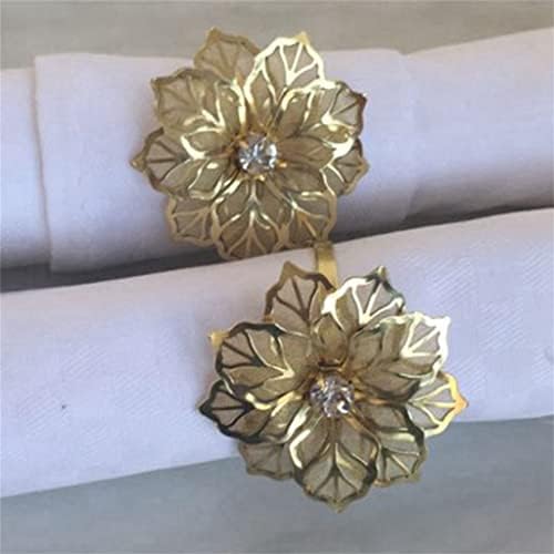XJJZS 60 יחידות עיצוב פרחים טבעות מפיות מתכת מפיות זהב אבזם מפית מפית מפית