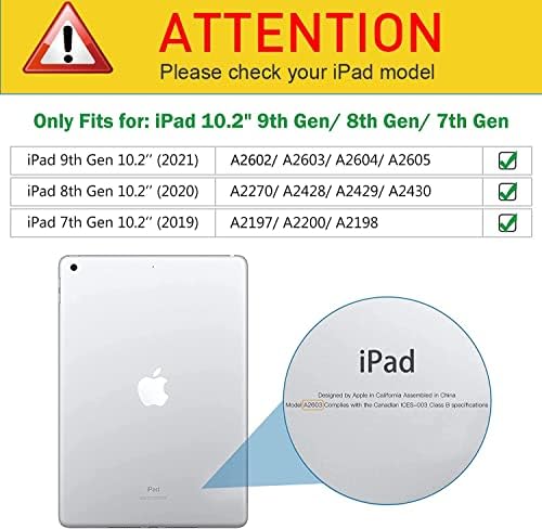 למארז ה- iPad 10.2 מקרה 7/8/9 מארז ה- iPad, פוליו פוליו מתכוונן לא מתכוונן כיסוי חכם עבור אפל אייפד