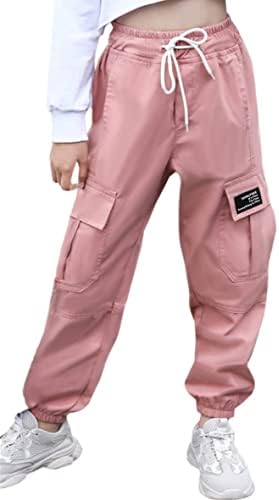 מכנסי מטען של Sangtree Womens מכנסיים מותניים אלסטיים מחודדים מכנסיים עם כיסים לנשים ורוד, xl
