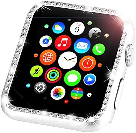 Leotop תואם למארז Apple Watch 42 ממ, אביזרי מסגרת כיסוי מגן של פגוש מתכת נשים ילדה בלינג קריסטל