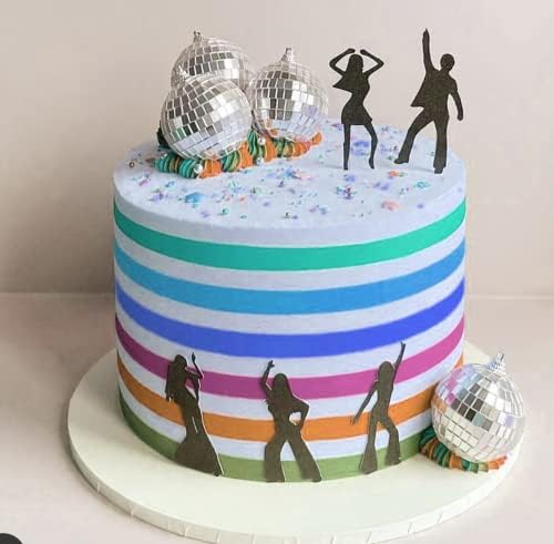 JEVENIS DISCO מסיבת ציוד דיסקו עוגת כדור עוגת רוקדים אנשים קישוט עוגות קישוט עוגת עוגות קישוט דיסקו