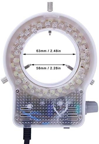מנורת אור טבעת מיקרוסקופ בהירות מתכווננת 60 לד עבור ספק מיקרוסקופ היקף סטריאו עם תקע אמריקאי דימר 110~240