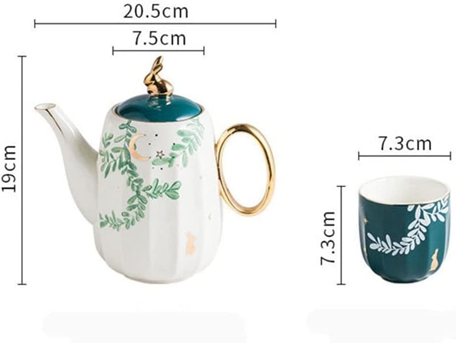 סט תה וינטג 'צמחים סיר תה צמחים כולל 1 קומקום תה 4 כוסות 1 קומקום ירוק מגש