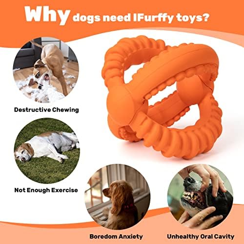 צעצועי כלבים אינטראקטיביים של ifurffy, צעצועים לעיסה של כלבים עם 2 טבעות עבור כוסות אגרסיביות גזע גדול, צעצוע