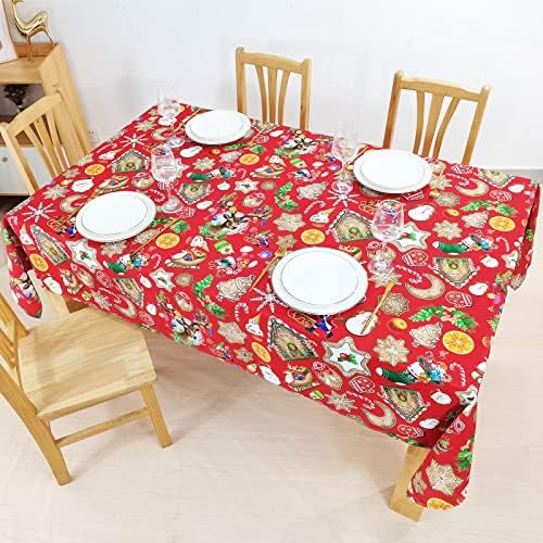 ריח חיים חג המולד מלבן מפת שולחן אדום מקורה חיצוני זנגוויל איש בית קונוסים חג המולד קוקי רחיץ פוליאסטר
