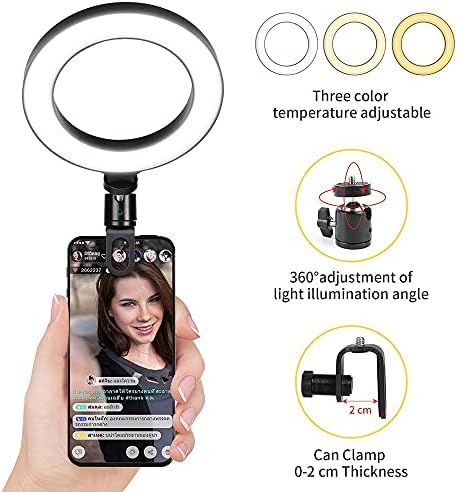 Liudagou טבעת תאורת LED תאורת מנורת עם קליפ במחשב נייד לכנס וידאו זום זום מצלמת מצלמת חיים זרימה