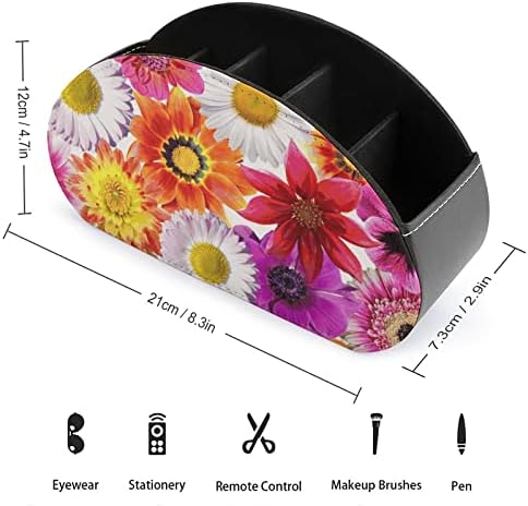 צבעוני פרח מרחוק טלוויזיה שליטה מחזיק עור מפוצל תיבת אחסון ארגונית עם 5 תאים עבור שולחן העבודה שינה