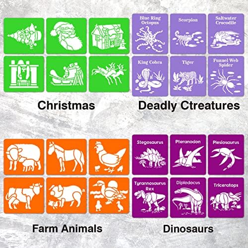 24 חלקים שציור סטנסיל סט לילדים בעלי חיים דינוזאור ציור לחג המולד תבניות צביעה כדי לצייר סיפורי ילדים