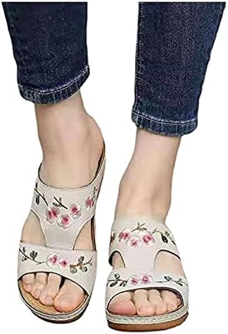 סנדלי LaUsiuoe נשים טריזות קיץ לבוש סנדלי שקופיות אורתופדיות נוחות נעלי הליכה רכות מזדמנים עם תמיכה קשתית