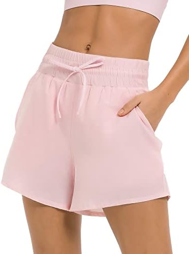 מכנסיים קצרים אתלטי של נשים קצרות המותניים הגבוהים המותניים עם מכנסיים קצרים עם כיסים מכנסיים