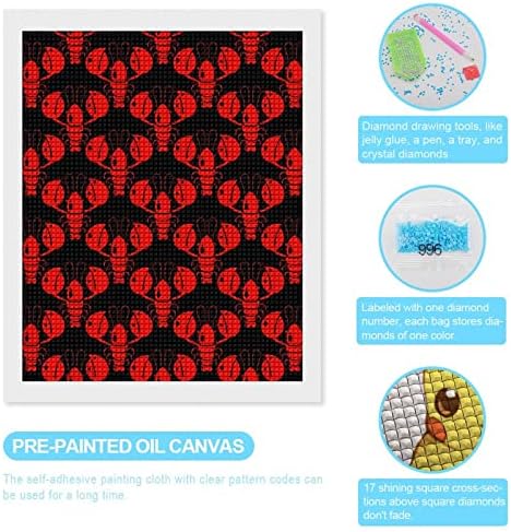 לובסטרים אדום סרטנים אדומים ערכות ציור יהלומים דקורטיביים מצחיקים 5D DIY DIY מקדח מלא ציורים ציורים עיצוב