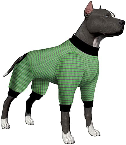 Lovinpet Big Pitbull Dog Pajamas, חולצת כלבים ירוקה כותנה ואפורה, כותנה טהורה כותנה גדולה ג'אמי כלבים,