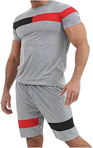 מגברים קיץ אימונית גוש צבע ספורט סט 2 חתיכות שרוול קצר חולצות טירטס תלבושת תלבושת תלבושת מזדמנת
