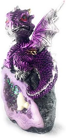 לא זה פסל דרקון נחמד סגול סגול כהה פו פו פו גאודה גביש גביש דרקון דרקון ביצה קן דרקון נוצץ פנטזיה