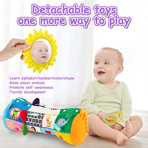 כרית בטן בטן כרית זוחלת צעצועים עם מראה ושיניים ניתנת להנתק, 3 צעצועים של זמן אחד בפעוטות יילוד