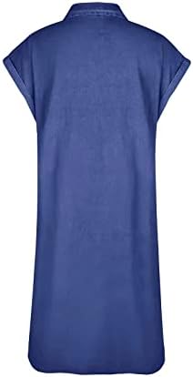 אופנה נשים חולצה שמלות כפתור למטה קצר שרוול שמלות לנשים מקרית קיץ דש צווארון טוניקת שמלה