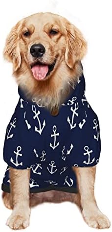 דפוס עוגן ימי כחול נייני דפוס קפוצ'ונים עמידים לכלבים סוודרים קישוט תלבושת אופנה וחם לכלב בינוני גדול