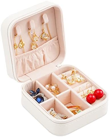 תיבת תכשיטים ניידים ניידים מארגן טבעת תכשיטים מארגן מארגן קופסאות מתנה לנות נערות נשים 4 צבעים: שחור, לבן,