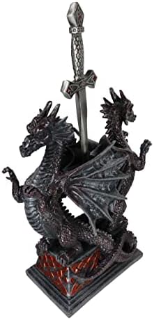 פנטזיה מתנה של אברוס גותית תאומים דרקונים אפוטרופוס של מחזיק בסיס צלמיות חרב סלטיק עם פותחן מכתבי פגיון