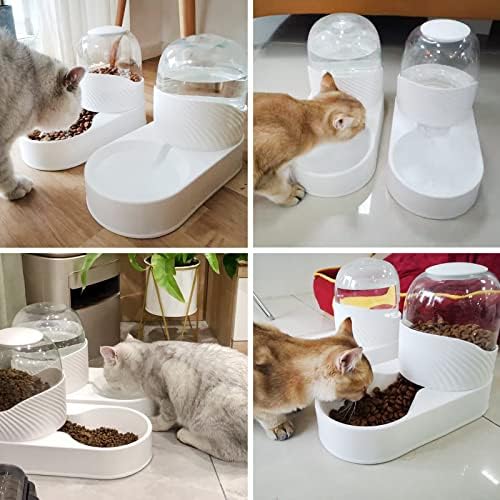 סט מזין ומתקן מים אוטומטי לחתולים לכלבים 2 ליטר, מתקן קערת מים לכלבים מזין מזון לחיות מחמד, חינם ונקי בקלות,