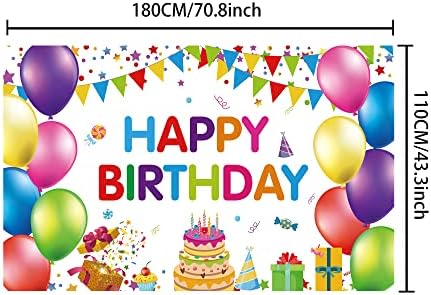 צבעוני יום הולדת שמח באנר רקע, 73 איקס 43 מסיבת יום הולדת קישוט אספקת צילום רקע לילדים בני בנות