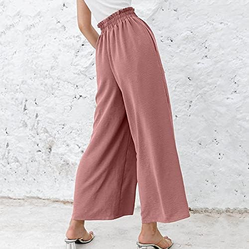 מכנסיים לנשים עבודה מזדמן משובץ נשים רחב רגל מכנסיים גבוהה מותן כותנה פאלאצו מכנסיים פסים מכנסיים נשים