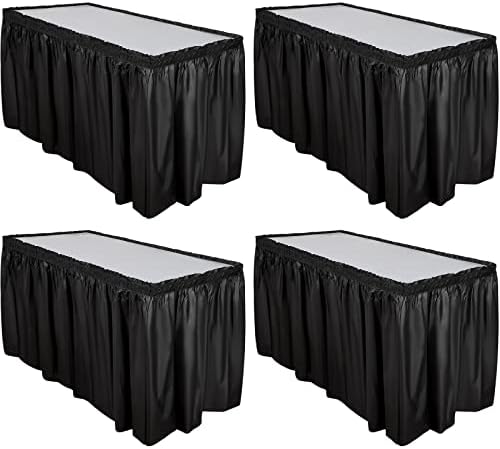 ברלינג 4 יח 'חצאית שולחן פלסטיק שחור 29 אינץ' x 14 רגל חצאית שולחן חד פעמית לשולחן מלבן חצאית שולחן טוטו