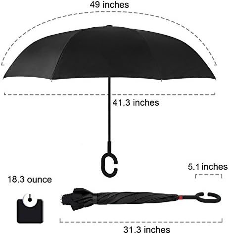 אוון קין אטום לרוח שכבה כפולה מתקפלת מטרייה הפוכה, עצמית עומדת הפוך הגנה על גשם מכונית הפוך שמטריות