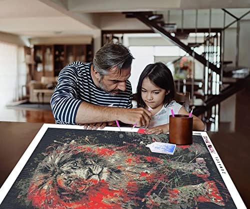 ZGMAXCL ציור יהלום DIY למבוגרים וילדים תרגיל מלא אריה צבוע פנינה בגודל גדול עיצוב קיר לחדר שינה