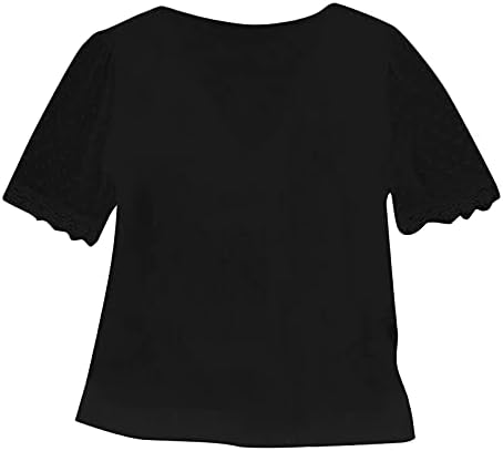 נשים של צווארון קצר שרוול חולצות תחרה סרוגה רגיל אופנה פום פום חולצה מזדמן רופף חולצות חולצות