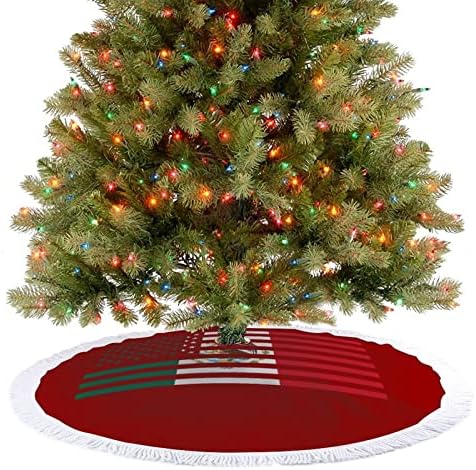 חצאית עץ חג המולד של מקסיקו דגל אמריקאי חצאית עץ עגול עגול עגול עגול עגול עם קצה מצויד לקישוטי חצר חיצוניים מקורה
