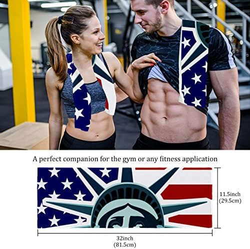 Guerotkr 2 PCS, מגבת יוגה, מגבות כושר, מגבת מחצלת יוגה, מגבות אימון לזיעה, ברוך הבא פסל דגל אמריקאי של דפוס