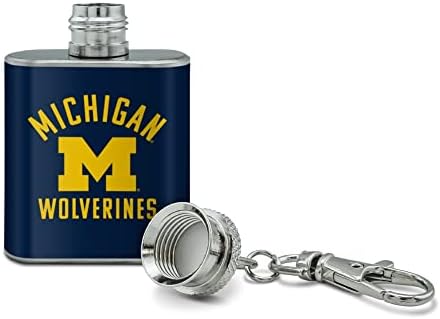אוניברסיטת מישיגן וולברינס לוגו נירוסטה 1 עוז מיני בקבוק מפתח שרשרת